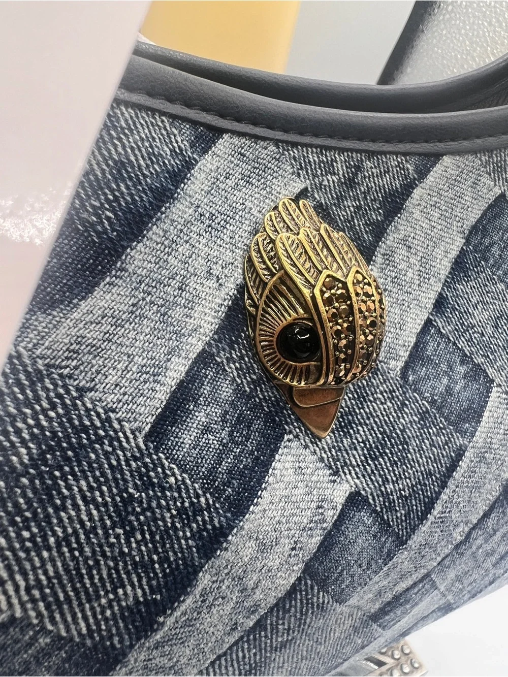 Kurt Geiger Denim Weave Shoulder Bag in Blue and Black